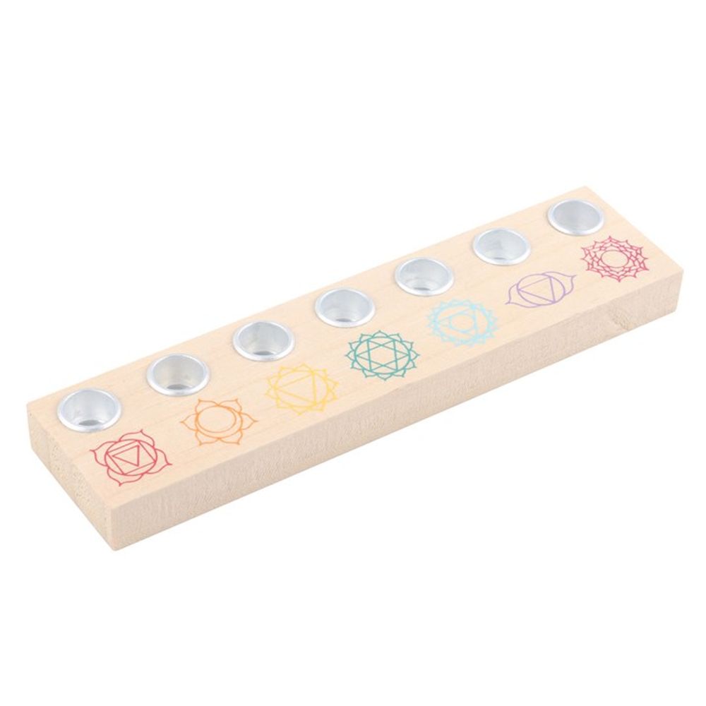 Eleanoras SEVEN CHAKRAS WOODEN ENERGY CANDLE HOLDER Candle Holders