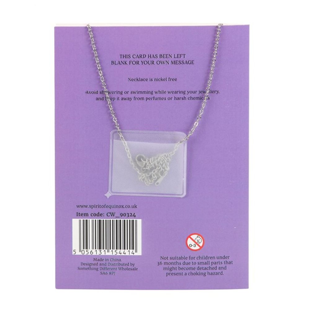 Eleanoras AMETHYST CRYSTAL MOON NECKLACE ON GREETING CARD Jewellery