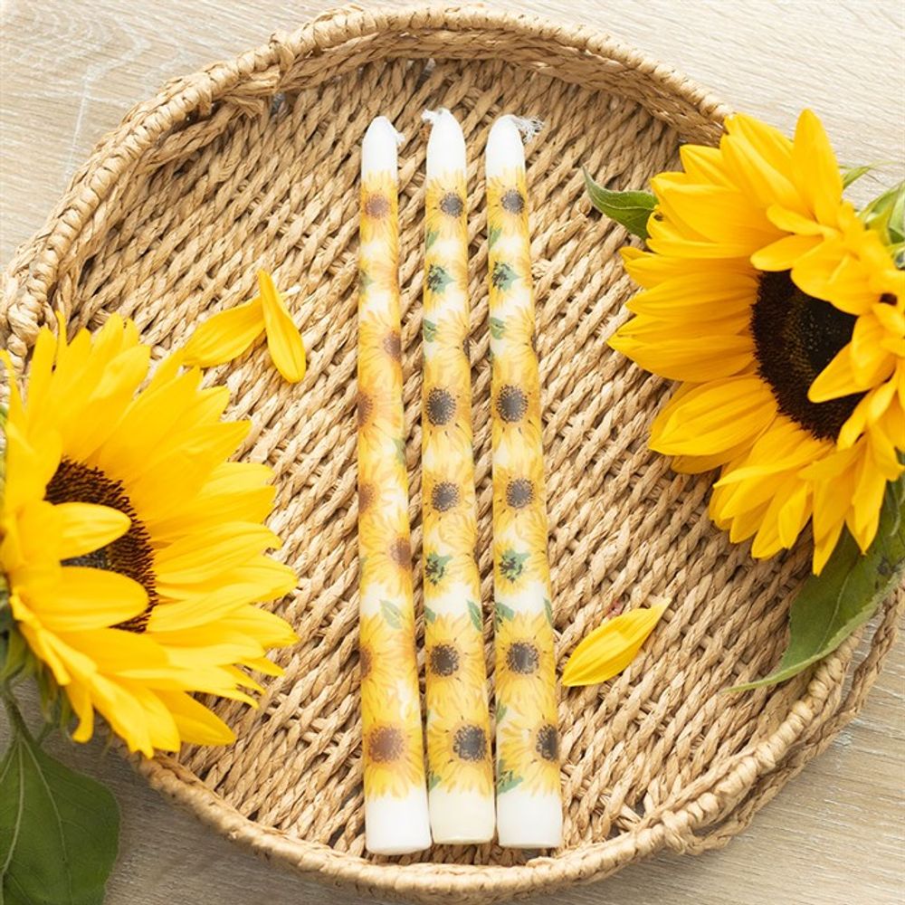 Eleanoras SUNFLOWER SET OF 3 TAPER CANDLES Candles