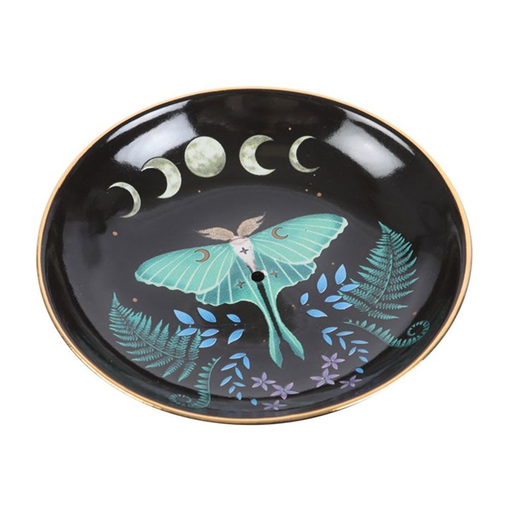 Eleanoras Luna Moth Ceramic Incense Plate Incense Holders