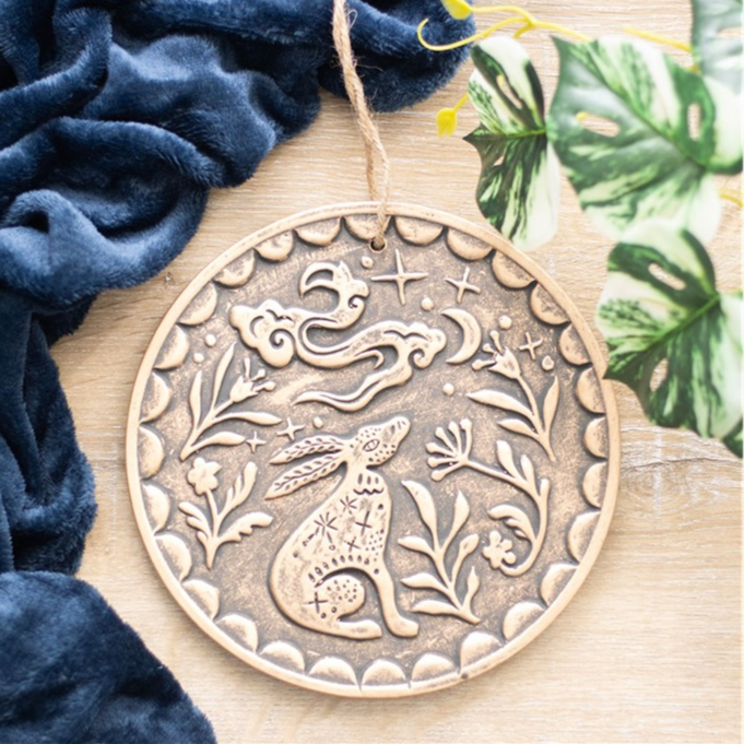 Eleanoras Midnight Hare Bronze Terracotta Plaque 