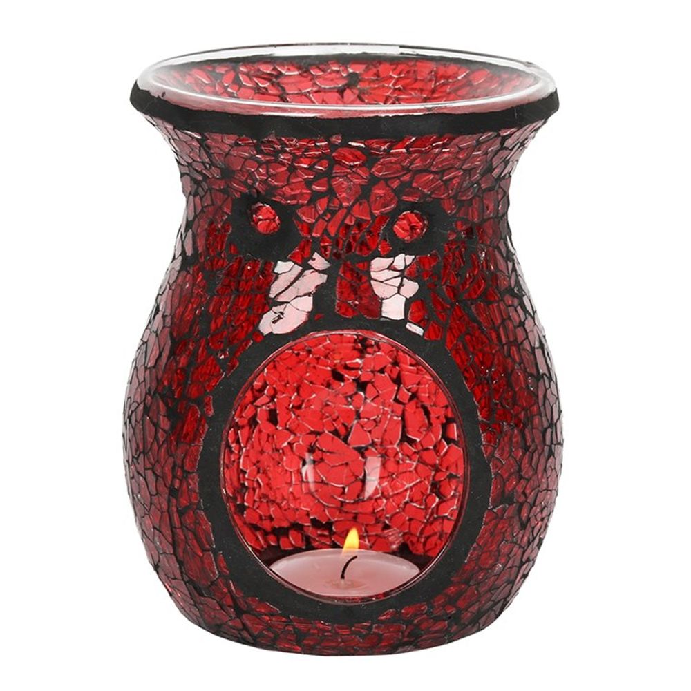 Eleanoras LARGE RED CRACKLE GLASS OIL BURNER Oil Burners