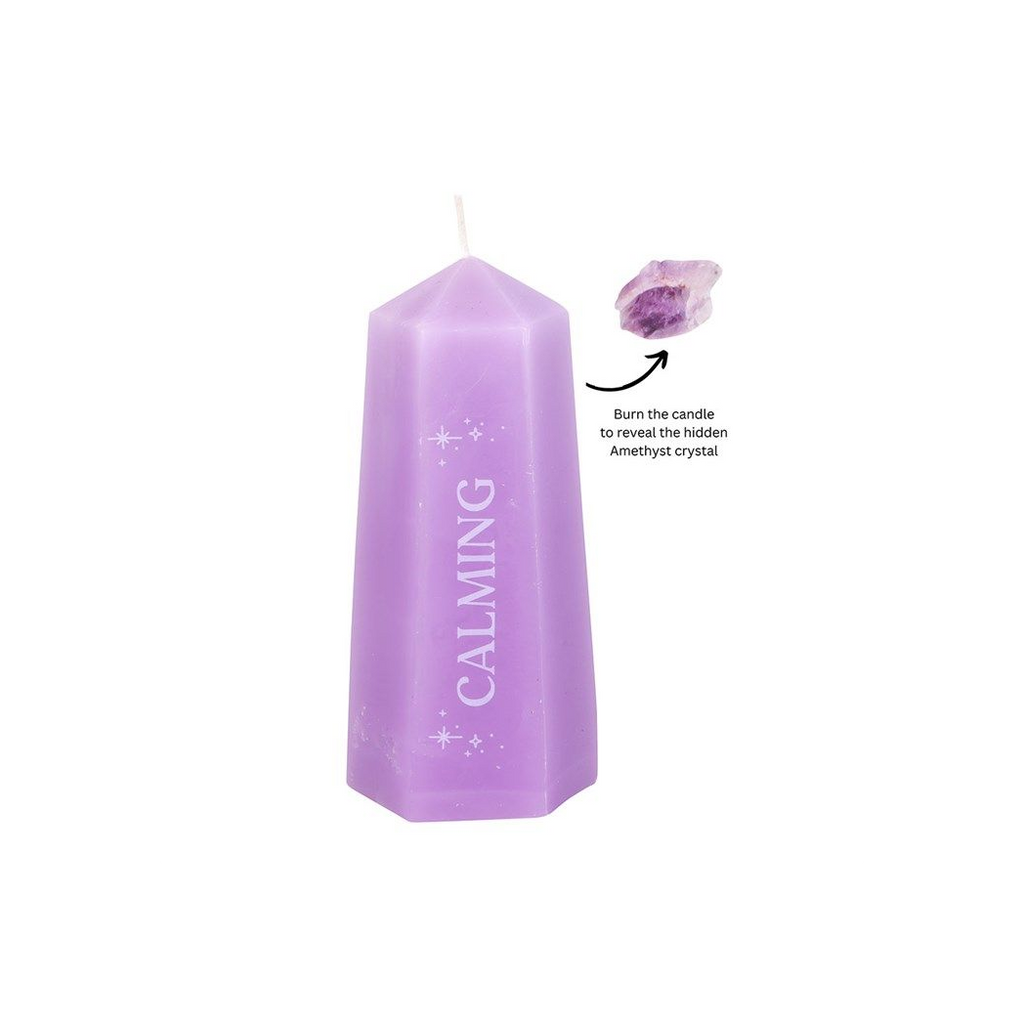Eleanoras Calming Crystal Candle With Rough Amethyst Candles