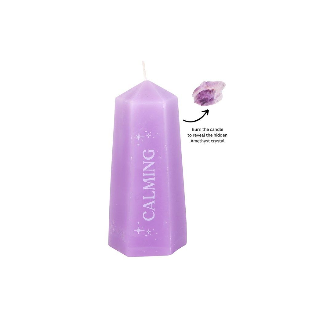 Eleanoras Calming Crystal Candle With Rough Amethyst Candles