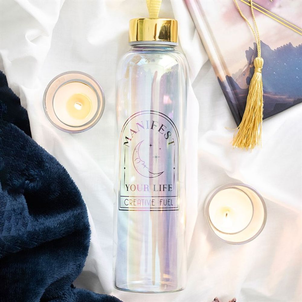 Eleanoras Manifest Your Life Iridescent Glass Water Bottle Drinkware