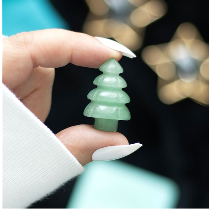 Eleanoras GREEN ADVENTURINE CRYSTAL CHRISTMAS TREE IN A BAG CRYSTALS