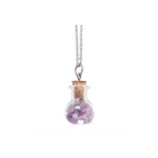 Eleanoras Calming Amethyst Crystal Chip Potion Bottle Necklace Jewellery