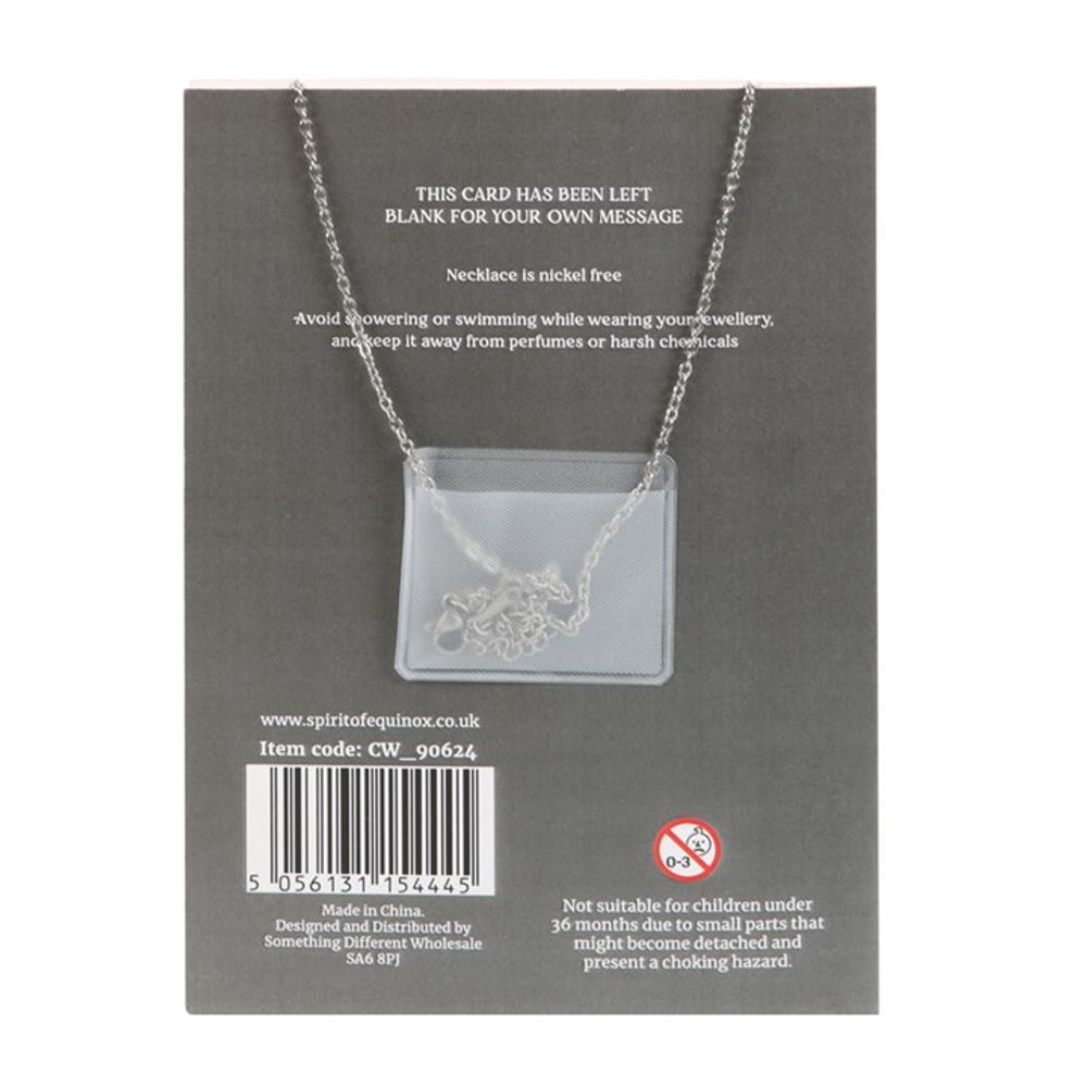 Eleanoras BLACK OBSIDIAN CRYSTAL MOON NECKLACE ON GREETING CARD Jewellery