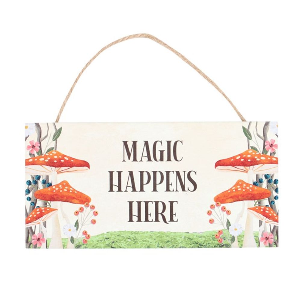 Eleanoras Magic Happens Here Mushroom Sign Signs & Plaques