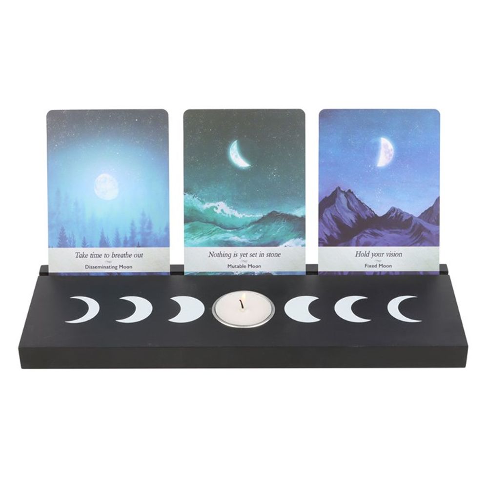 Eleanoras Black Moon Phase Tarot Card Stand Tealight Holder Candle Holders