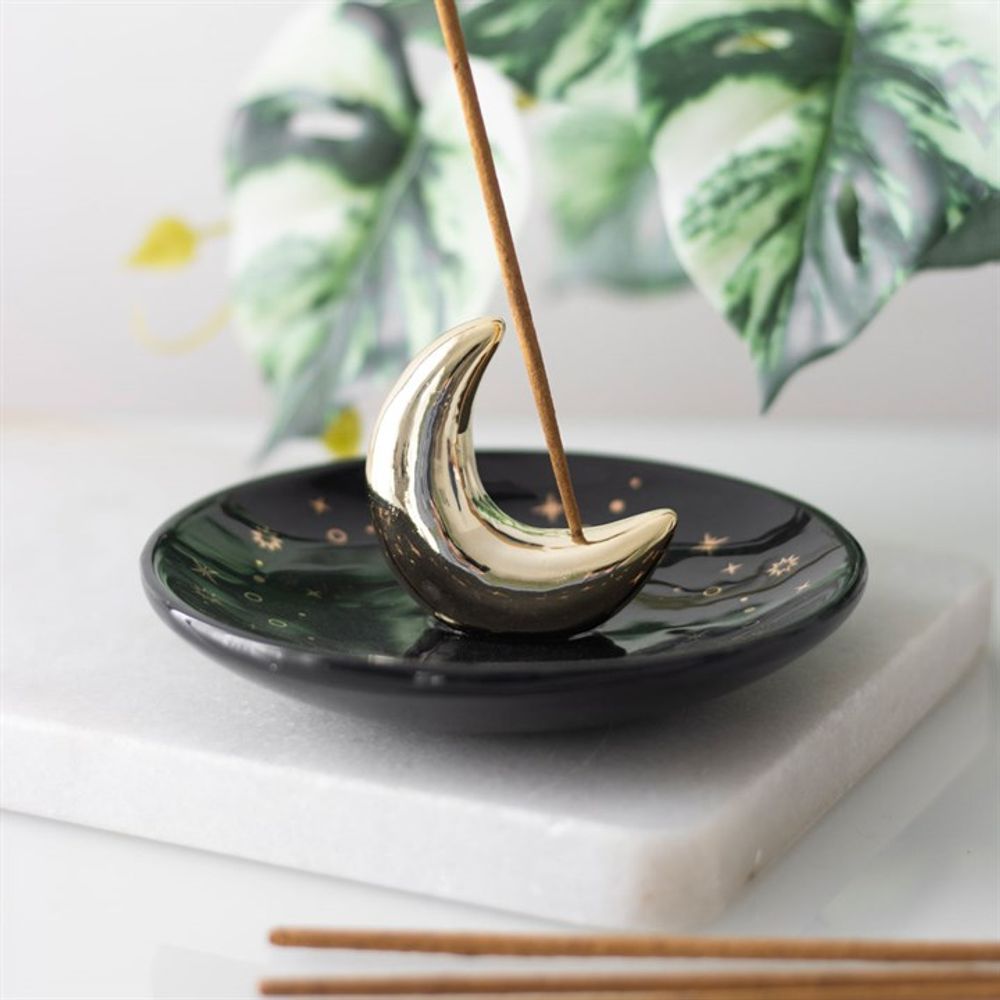 Eleanoras GOLD CRESCENT MOON INCENSE STICK HOLDER Incense Holders