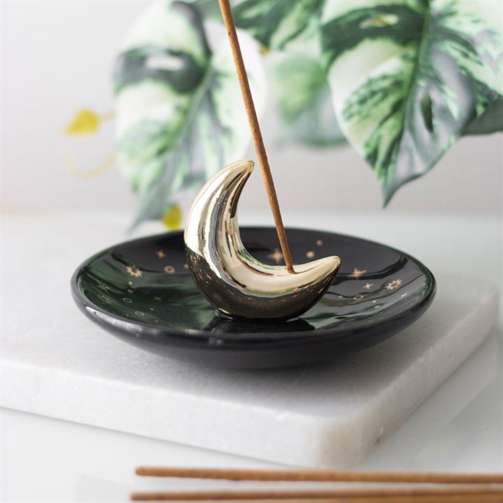 Eleanoras Gold Crescent Moon Incense Stick Holder Incense Holders