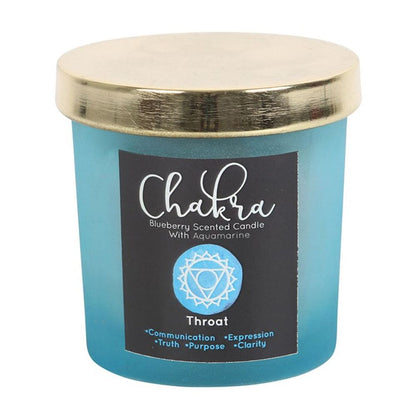 Eleanoras THROAT CHAKRA BLUEBERRY CRYSTAL CHIP CANDLE CANDLES