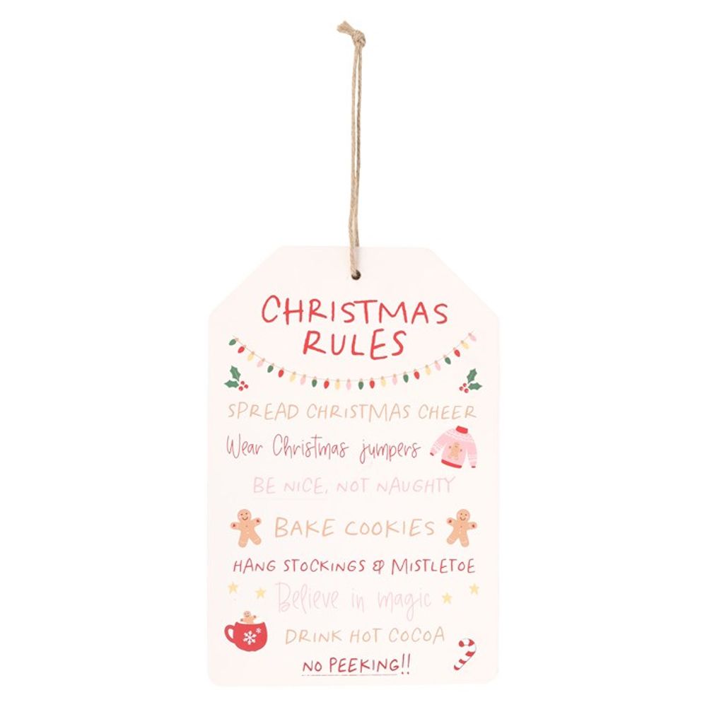 Eleanoras SUGARPLUM FUN CHRISTMAS RULES HANGING SIGN 