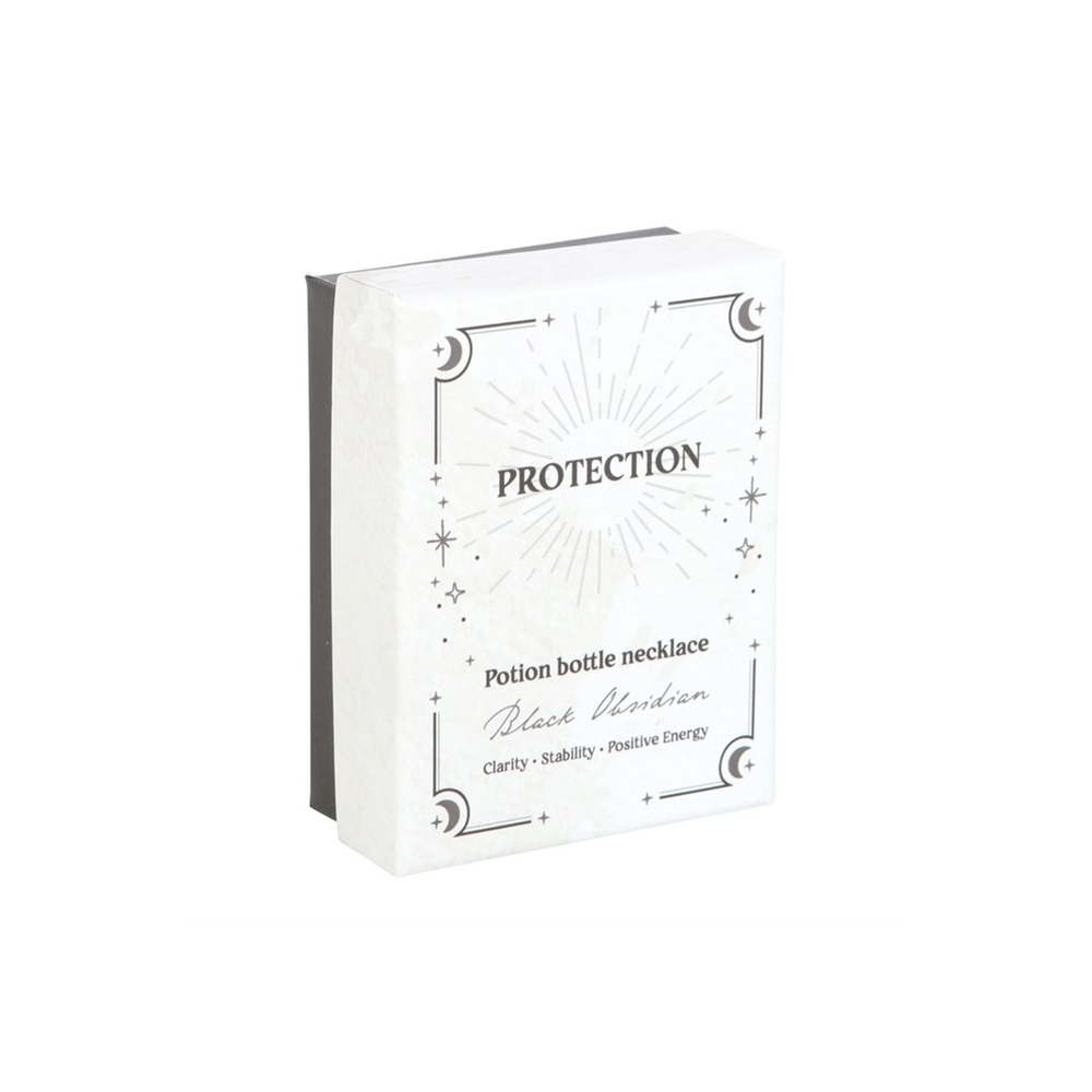 Eleanoras Protection Black Obsidian Crystal Chip Potion Bottle Necklace Jewellery