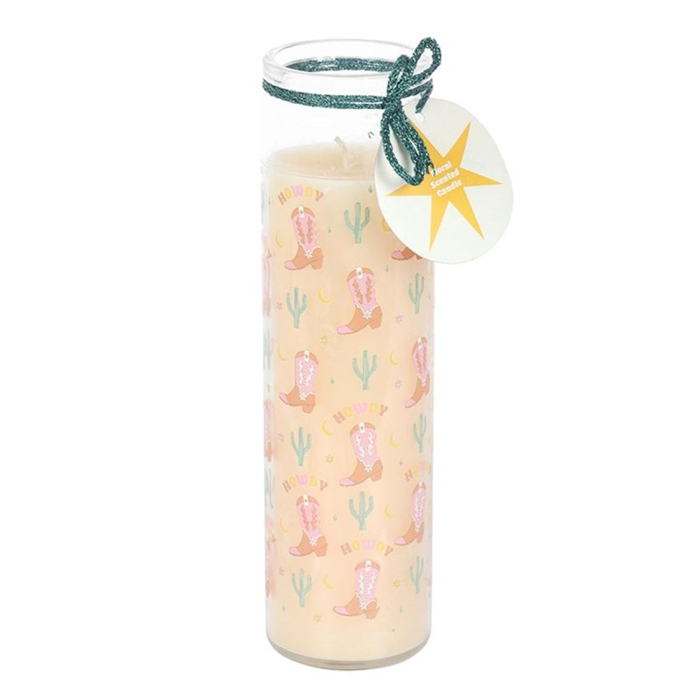 Eleanoras Howdy Cowboy Boot Print Floral Tube Candle Candles