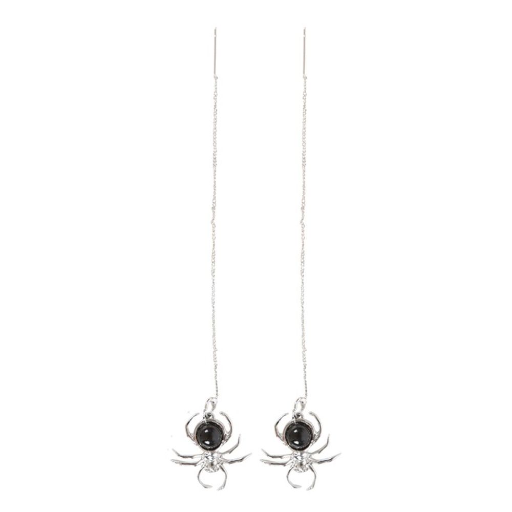 Eleanoras Spider Threader Black Obsidian Earrings Earrings