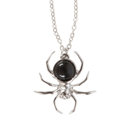 SPIDER BLACK OBSIDIAN PENDANT NECKLACE