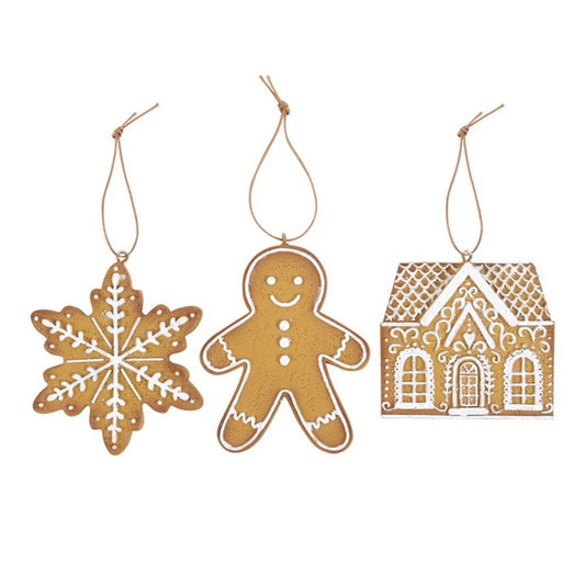 Eleanoras SET OF 3 HANGING GINGERBREAD DECORATIONS 