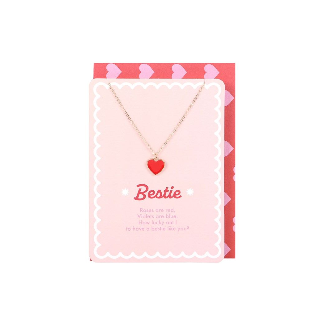 Eleanoras BESTIE ENAMEL HEART NECKLACE GREETING CARD Jewellery