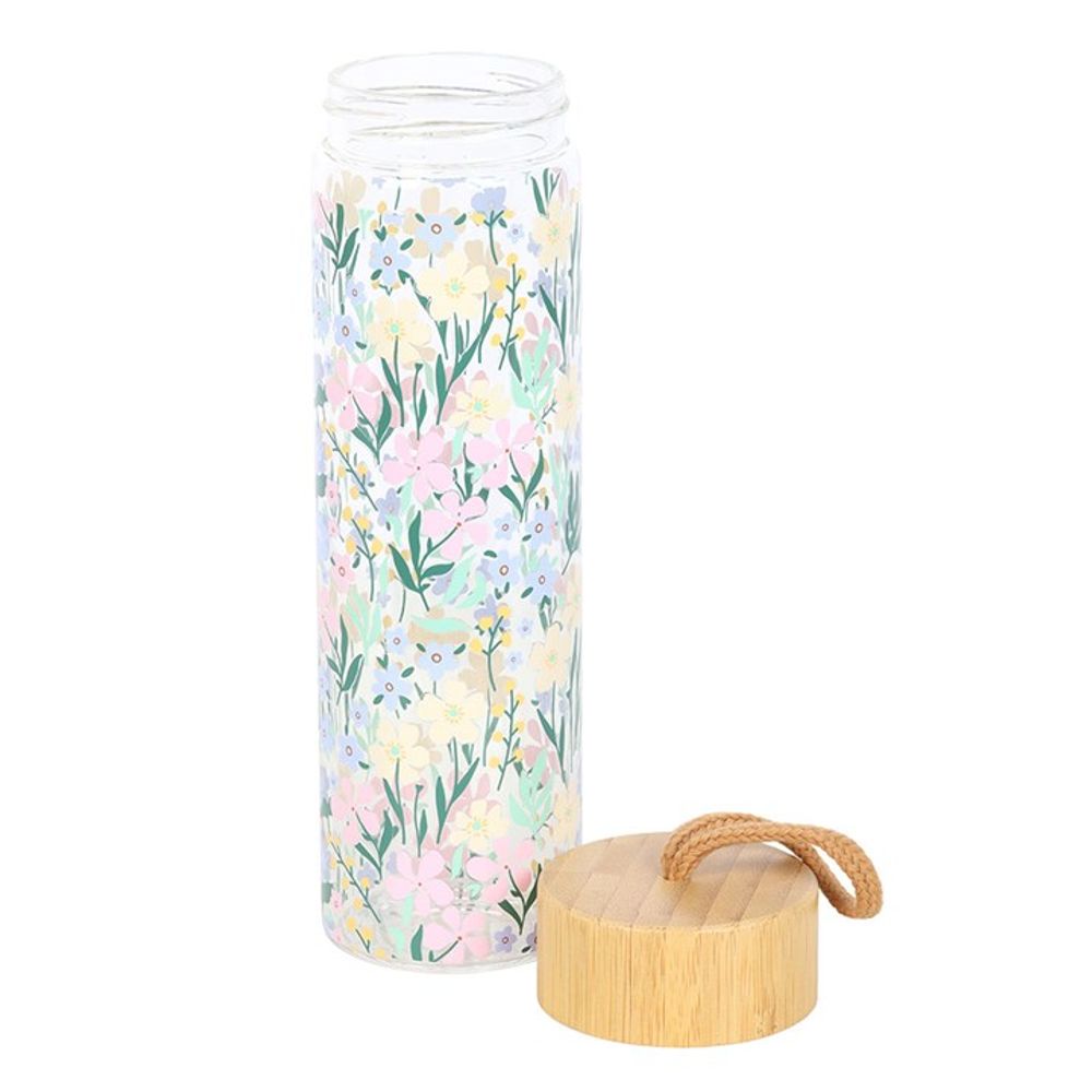 Eleanoras DITSY FLORAL PRINT GLASS & BAMBOO WATER BOTTLE Water Bottles