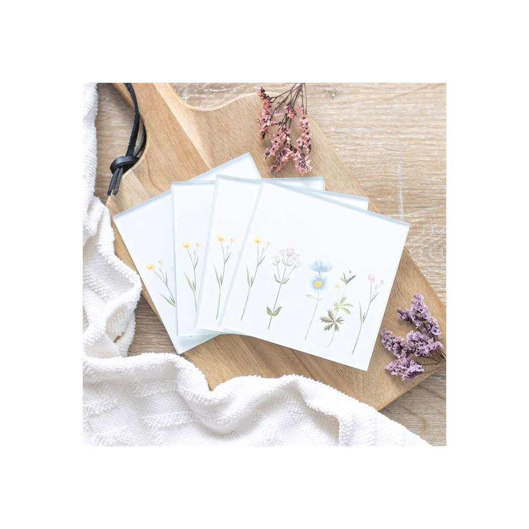 Eleanoras FLORAL GLASS COASTER SET Placemats & Coasters