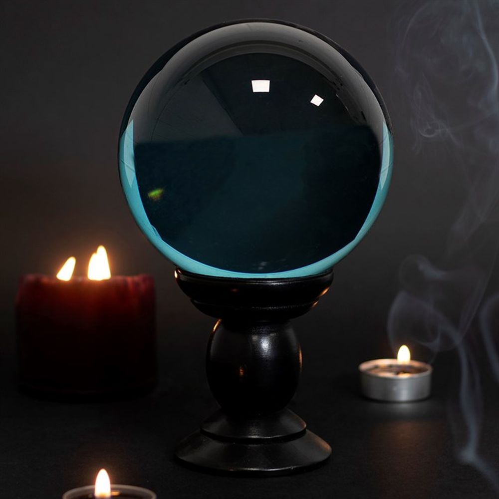 Eleanoras Large Teal Crystal Ball On Stand 