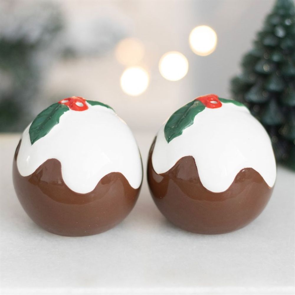 Eleanoras Christmas Pudding Salt & Pepper Shakers 