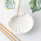 Eleanoras Off White Scallop Shell Incense Stick Holder 