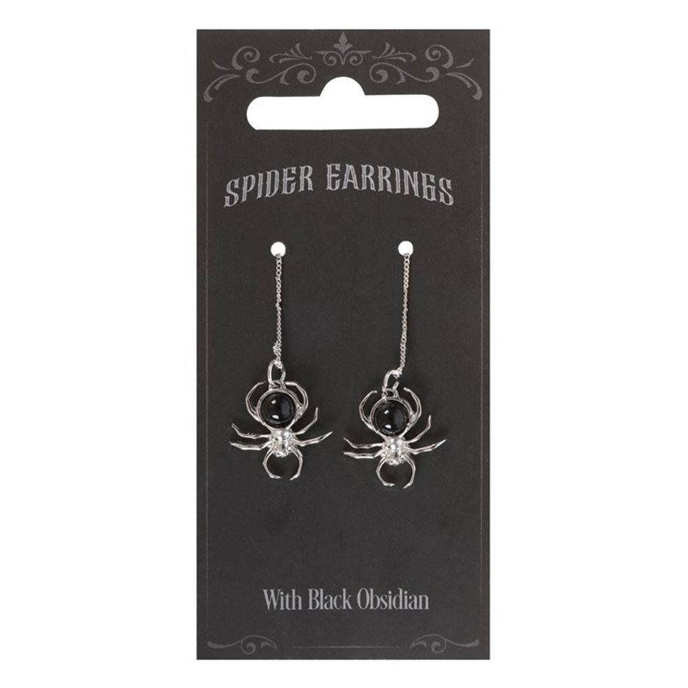 Eleanoras Spider Threader Black Obsidian Earrings Earrings