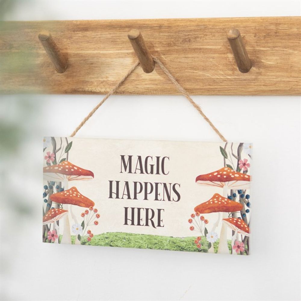 Eleanoras Magic Happens Here Mushroom Sign Signs & Plaques