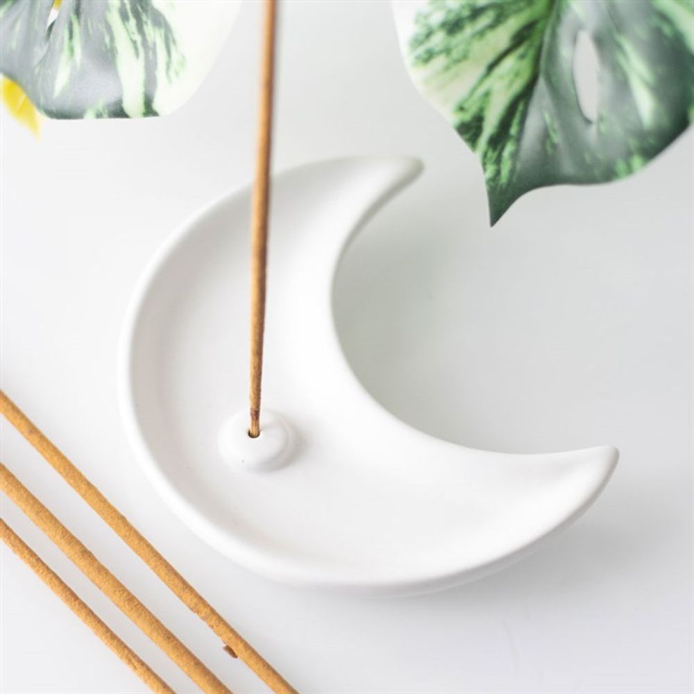 Eleanoras White Crescent Moon Incense Stick Holder Incense Holders