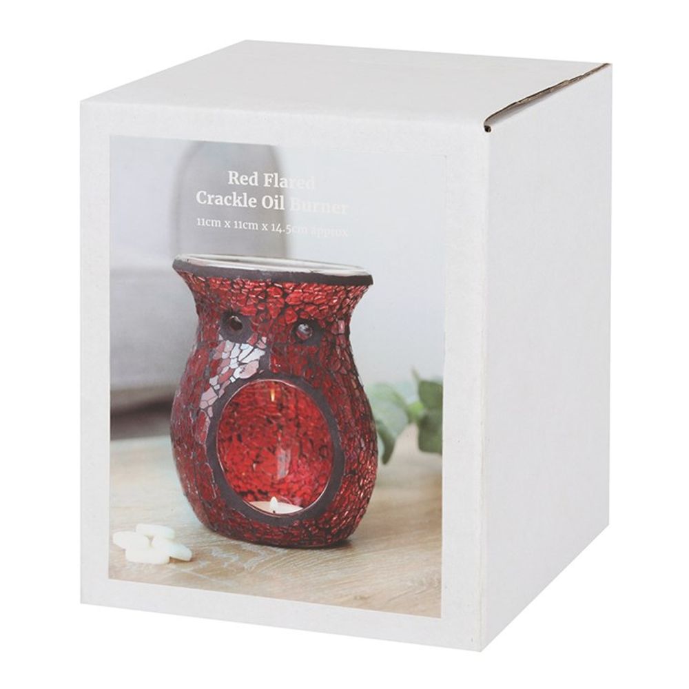 Eleanoras LARGE RED CRACKLE GLASS OIL BURNER Oil Burners