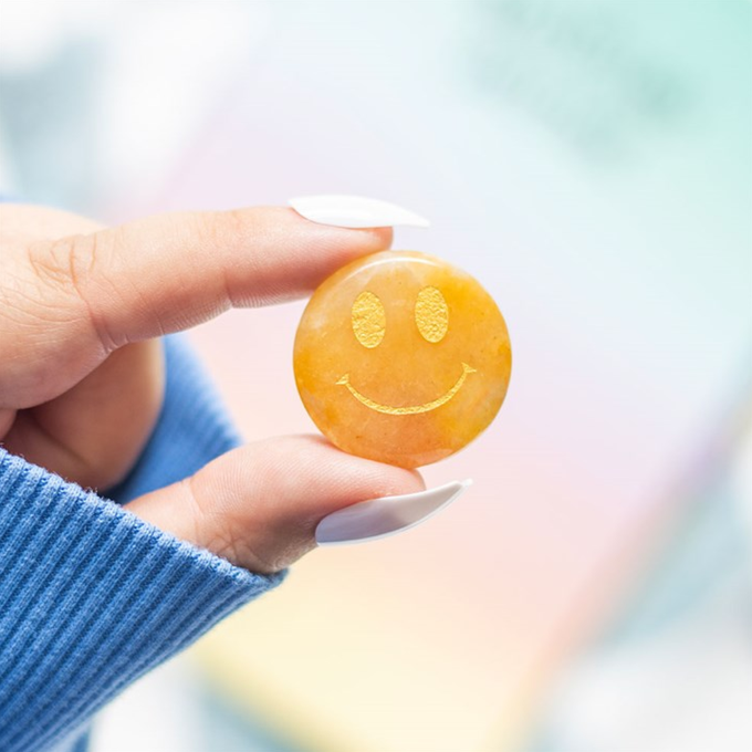 Eleanoras Be Brave Yellow Jade Happy Face Crystal Crystals