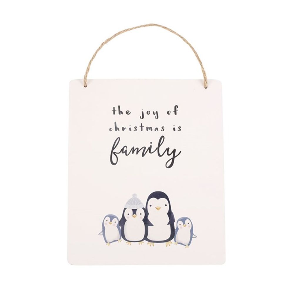 Eleanoras JOY OF CHRISTMAS PENGUIN FAMILY HANGING SIGN SIGNS & PLAQUES