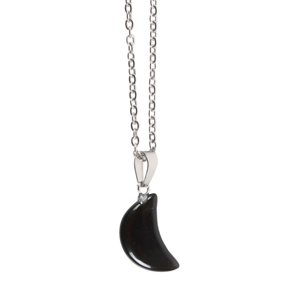 Eleanoras BLACK OBSIDIAN CRYSTAL MOON NECKLACE ON GREETING CARD Jewellery