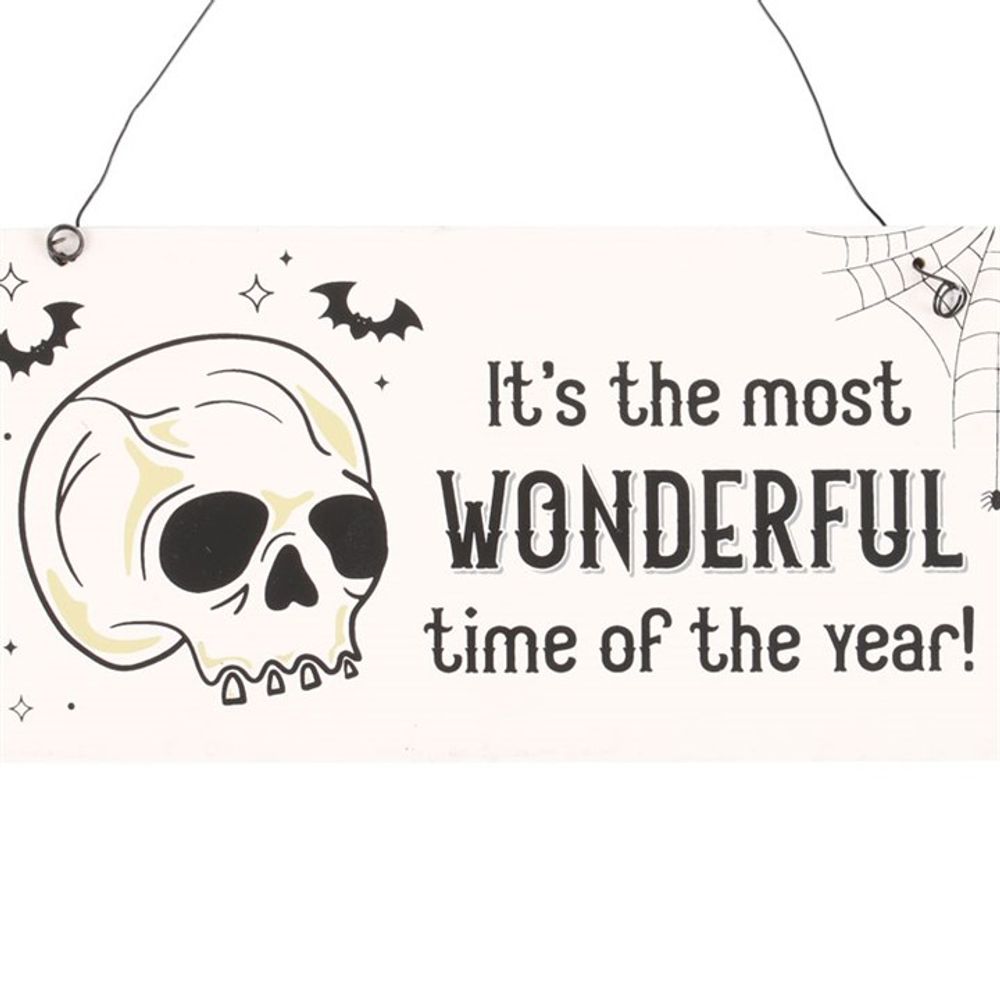 Eleanoras MOST WONDERFUL TIME OF THE YEAR SKULL HANGING SIGN SIGNS & PLAQUES