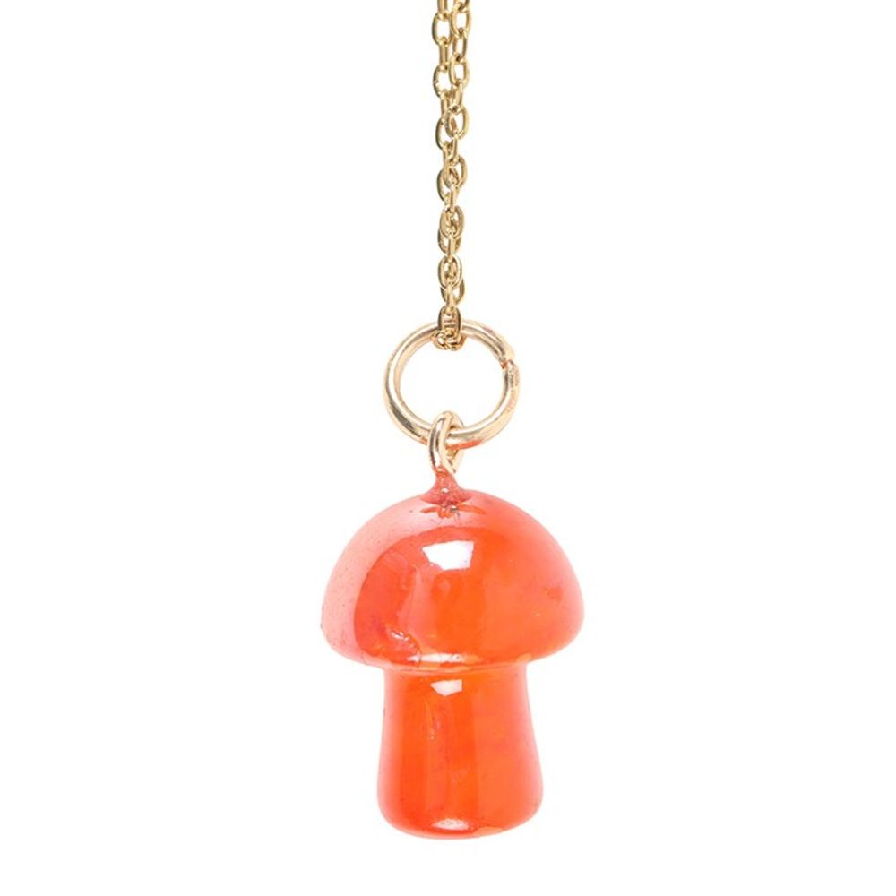 Eleanoras Orange Aura Crystal Mushroom Necklace Greeting Card Necklaces