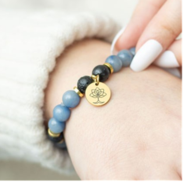 Eleanoras Inner Peace Blue Lace Agate Crystal Essential Oil Bracelet Bracelets