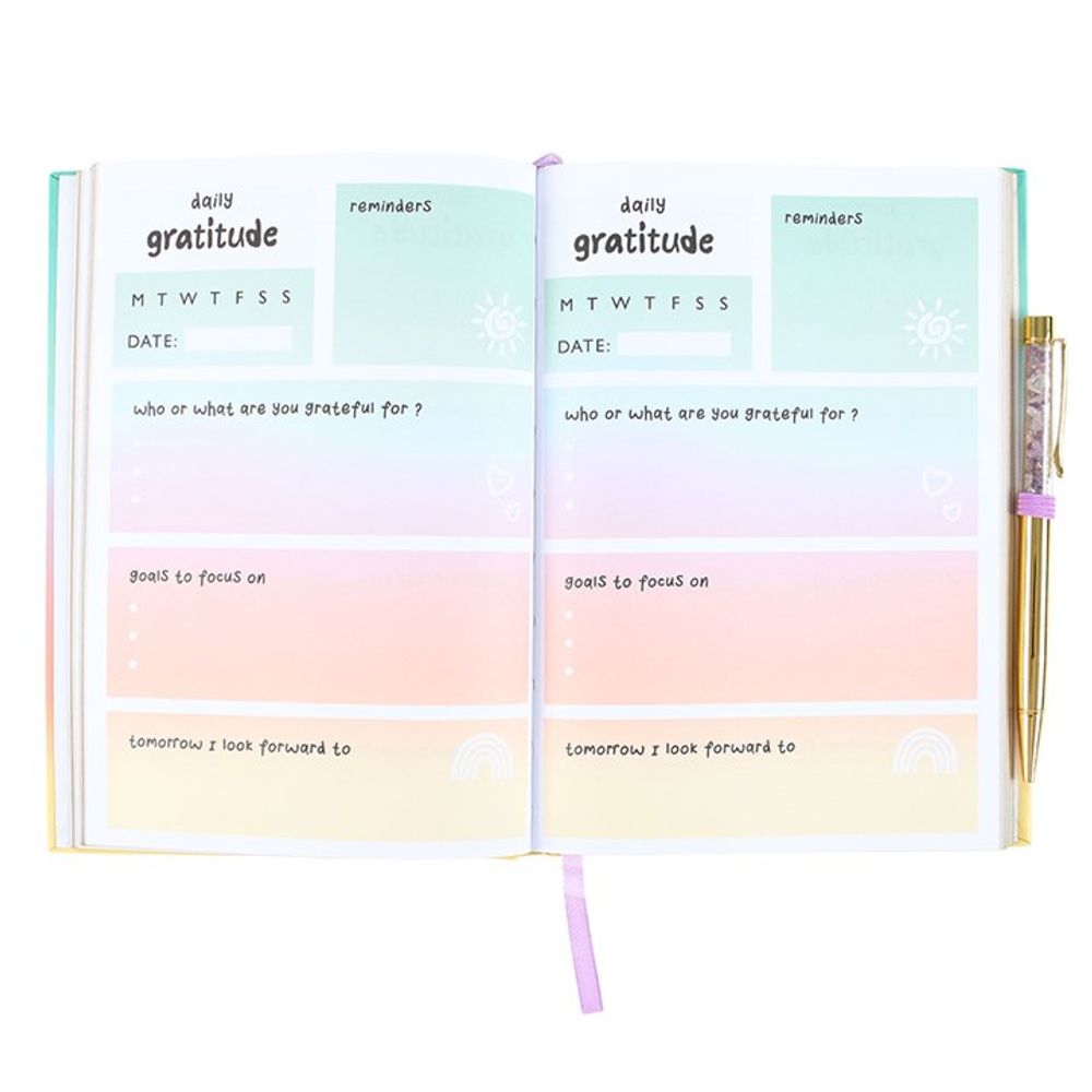 Eleanoras Multi Coloured Gratitude Journal With Amethyst Pen Notebooks & Journals