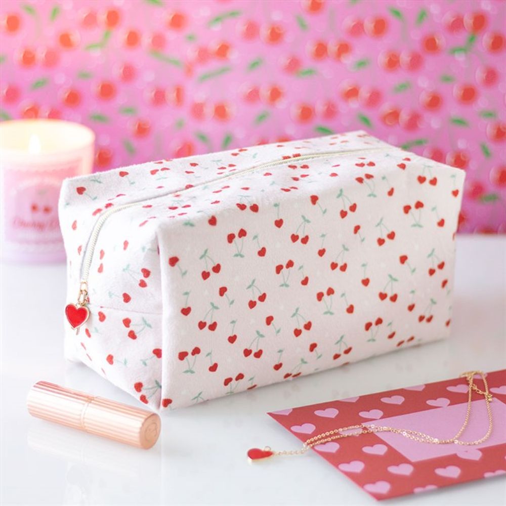 Eleanoras HEART CHERRY PRINT MAKEUP BAG Make Up & Wash Bags