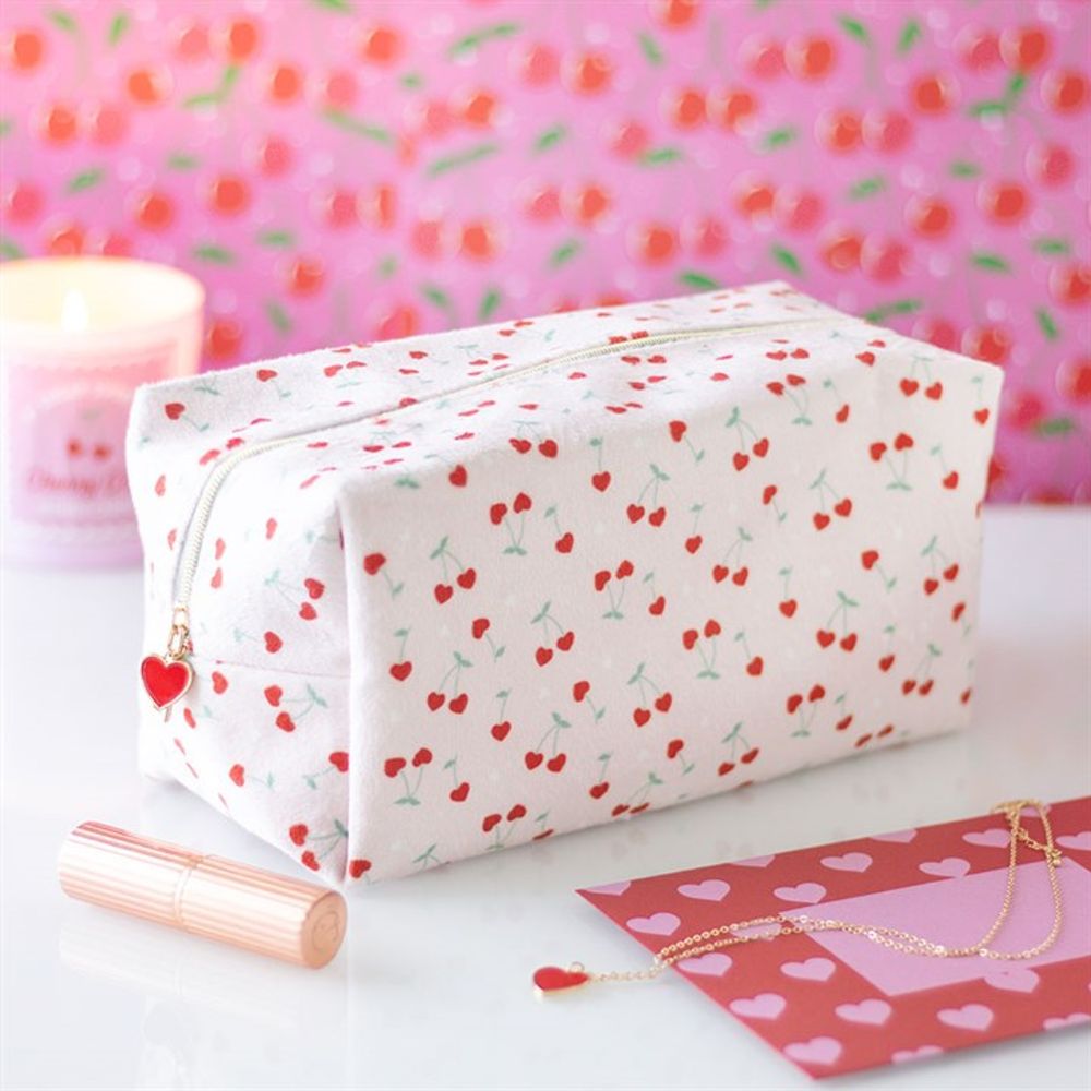 Eleanoras Heart Cherry Print Make Up Bag Make Up & Wash Bags