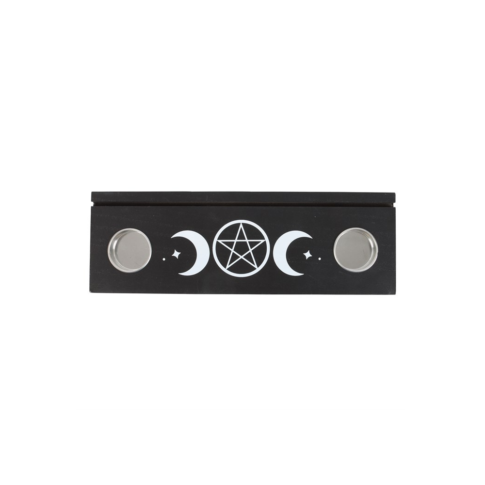 Eleanoras Black Triple Moon Tarot Card Stand Tealight Holder 