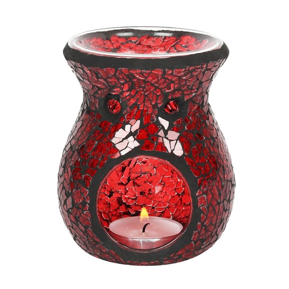 Eleanoras SMALL RED CRACKLE GLASS OIL BURNER Oil Burners