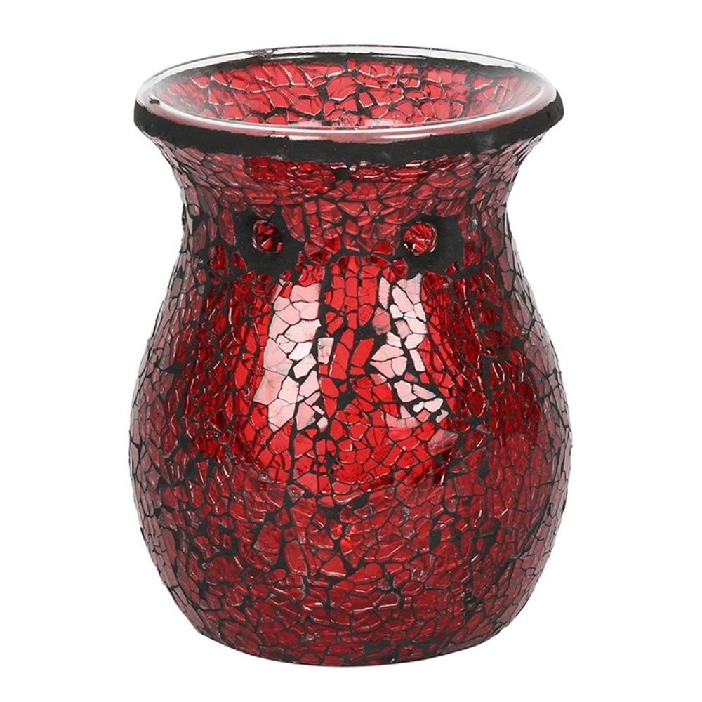 Eleanoras LARGE RED CRACKLE GLASS OIL BURNER Oil Burners