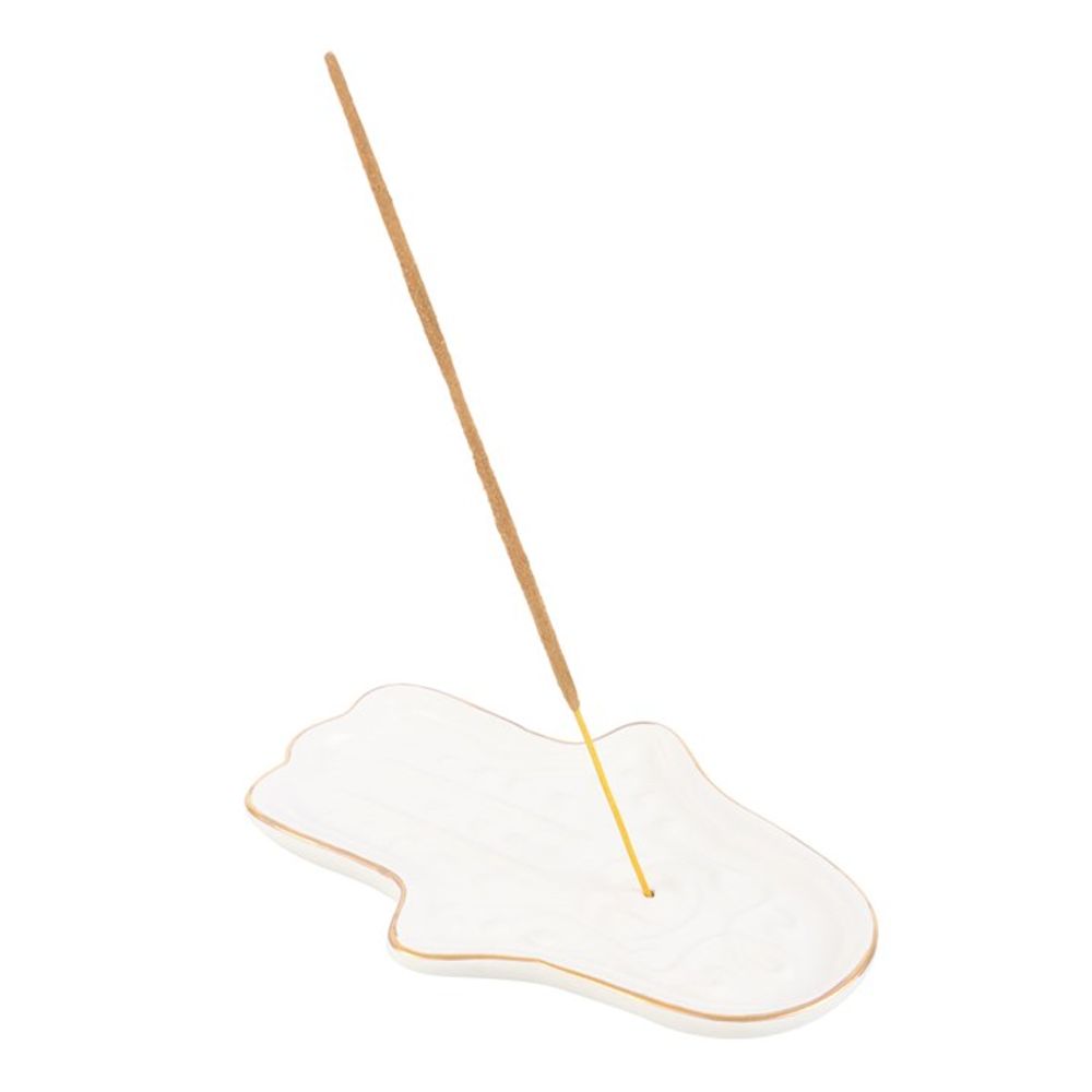 Eleanoras White Hamsa Hand Incense Stick Holder Incense Holders