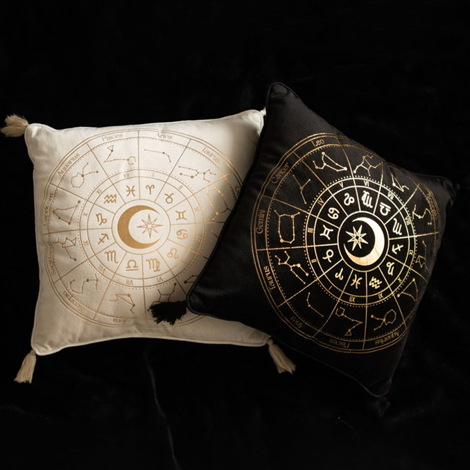 Eleanoras Astrology Wheel Black Square Cushion Cushions & Covers