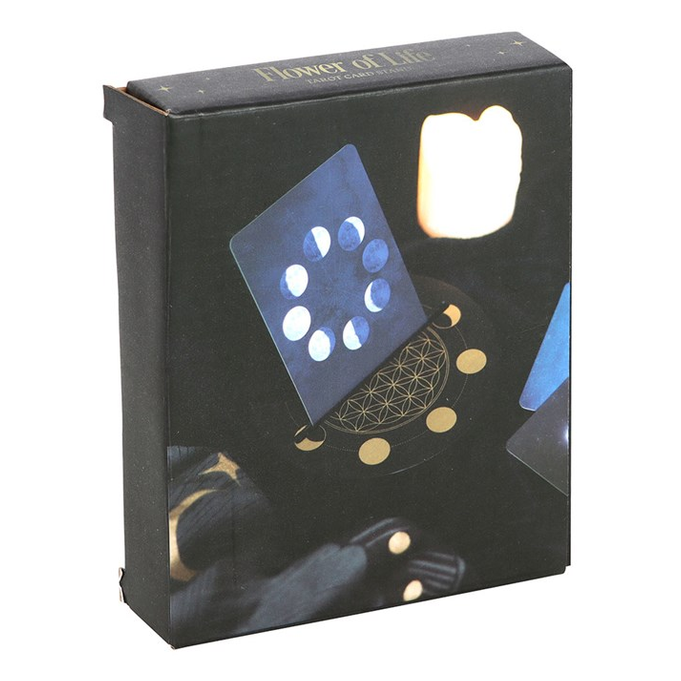Eleanoras BLACK FLOWER OF LIFE CRESCENT MOON TAROT CARD STAND 