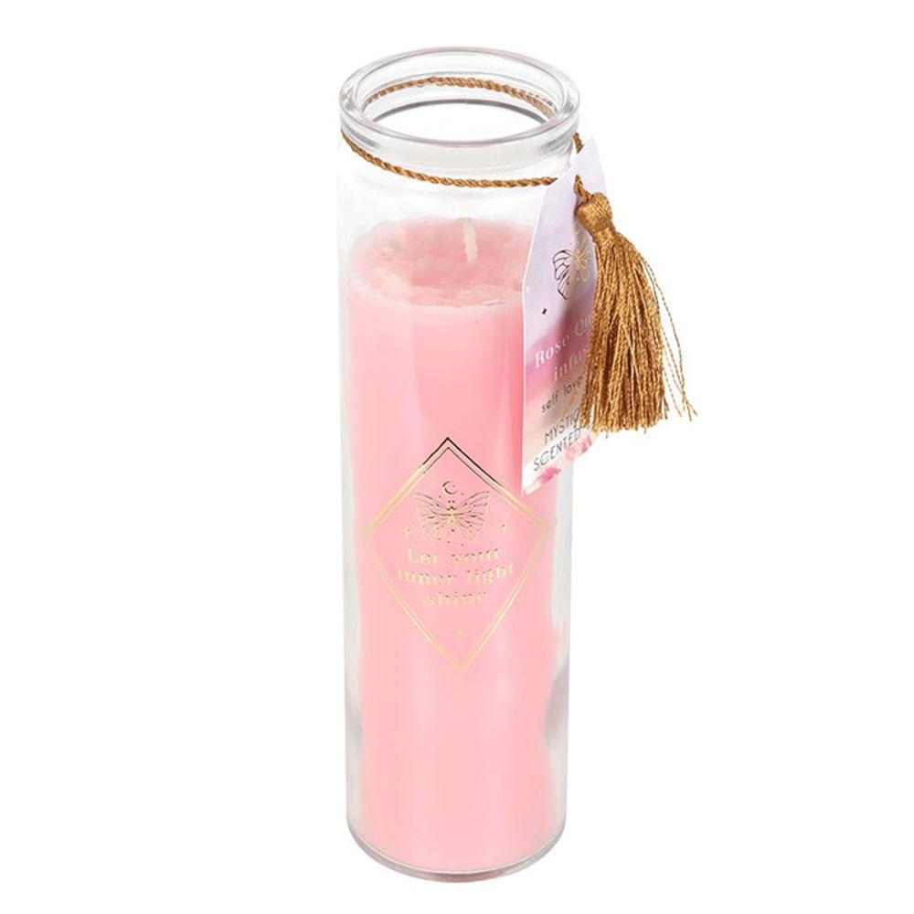 Eleanoras Mystic Rose Tube Candle With Rose Quartz Crystals Candles
