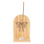 Eleanoras Luna Moth Natural Wooden Incense Holder Shelf 